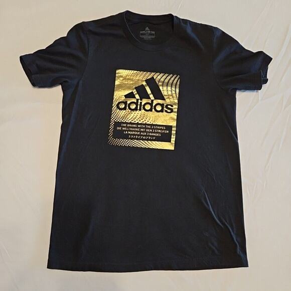 Adidas Badge of Sport Foil Box Amplifier Small Black Gold graphic - Picture 1 of 4